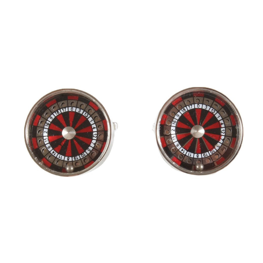 Roulette Wheel Cufflinks - Leonard Silver - pair, front view