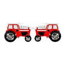 Red Tractor Rhodium Plated Cufflinks - Leonard Silver - pair shown front on