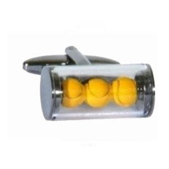 Tennis Racquet & Ball Tube Gunmetal Plated Cufflinks - Leonard Silver - ball tube link detail