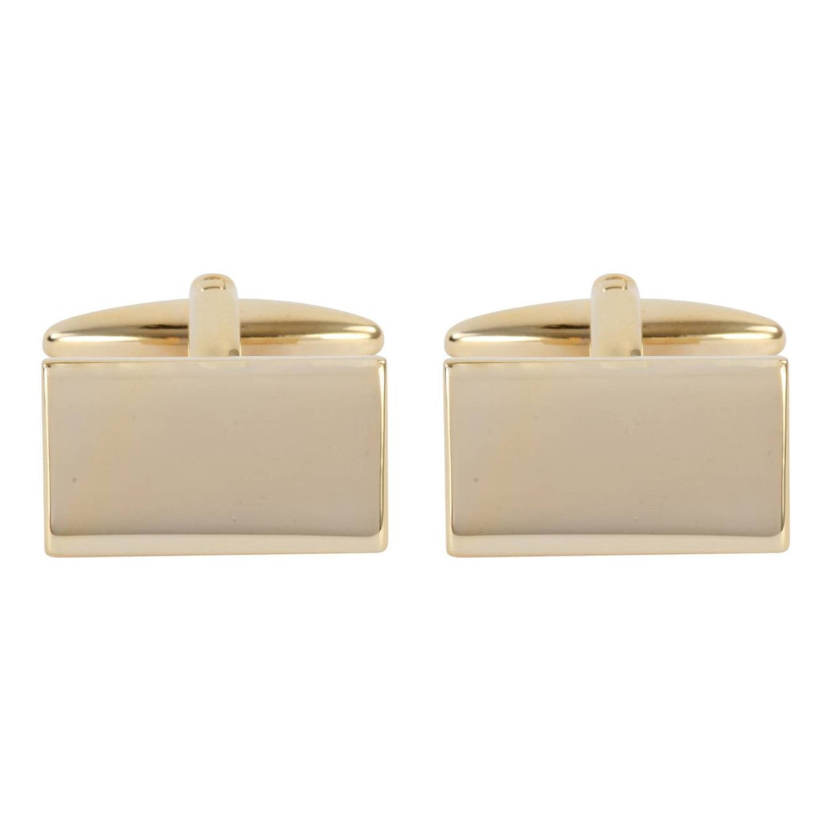 Plain Gold Plated Rectangle Cufflinks - Leonard Silver - pair showing fold-over backs