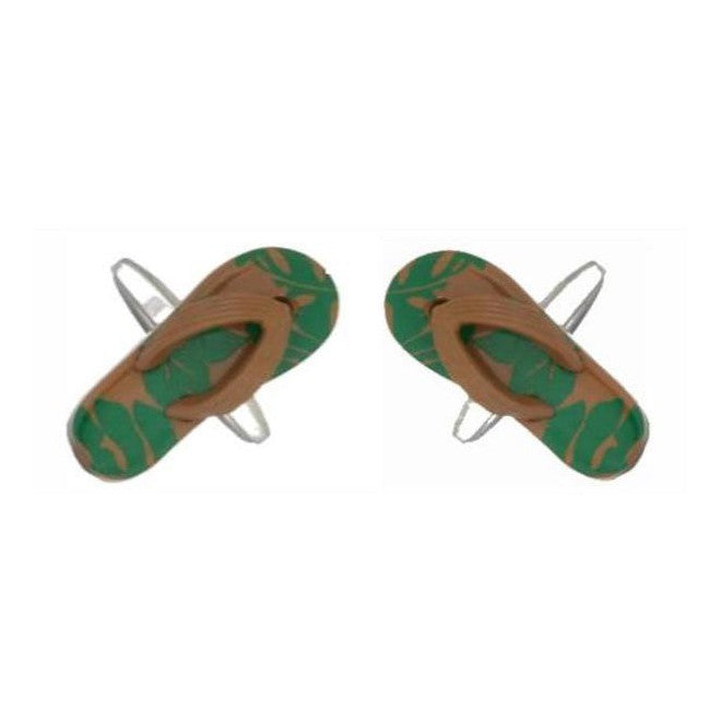 Camouflage Flip-Flop Sandal Cufflinks - Leonard Silver - pair shown front on