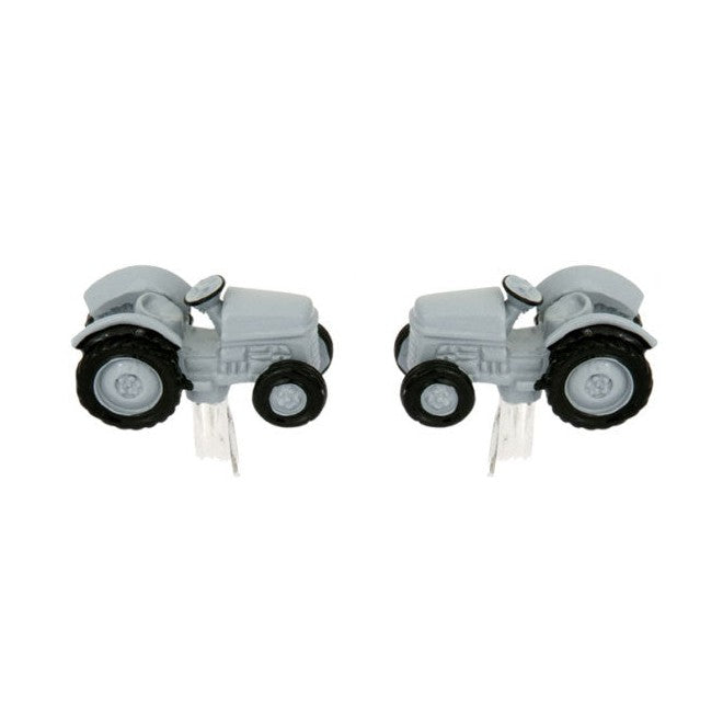 3D Vintage Tractor Cufflinks in Rhodium Plate - Leonard Silver - pair shown front