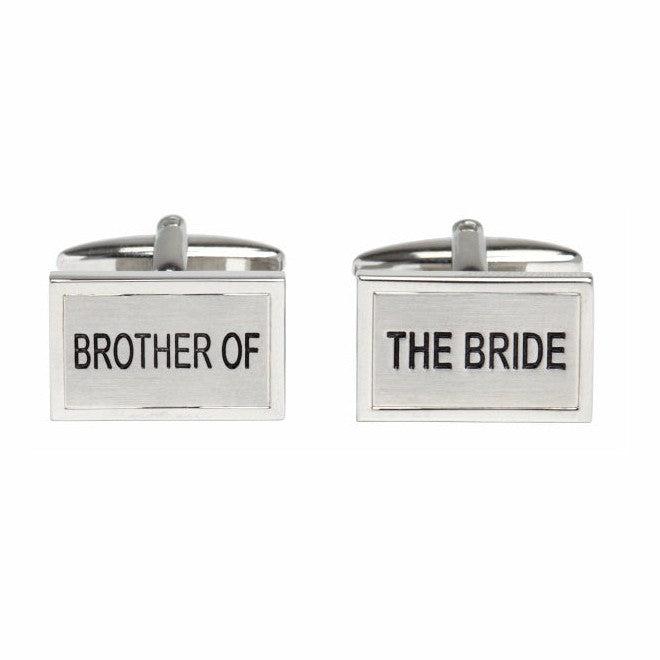 Brother Of The Bride Rhodium Plated Cufflinks - Leonard Silver - pair, front