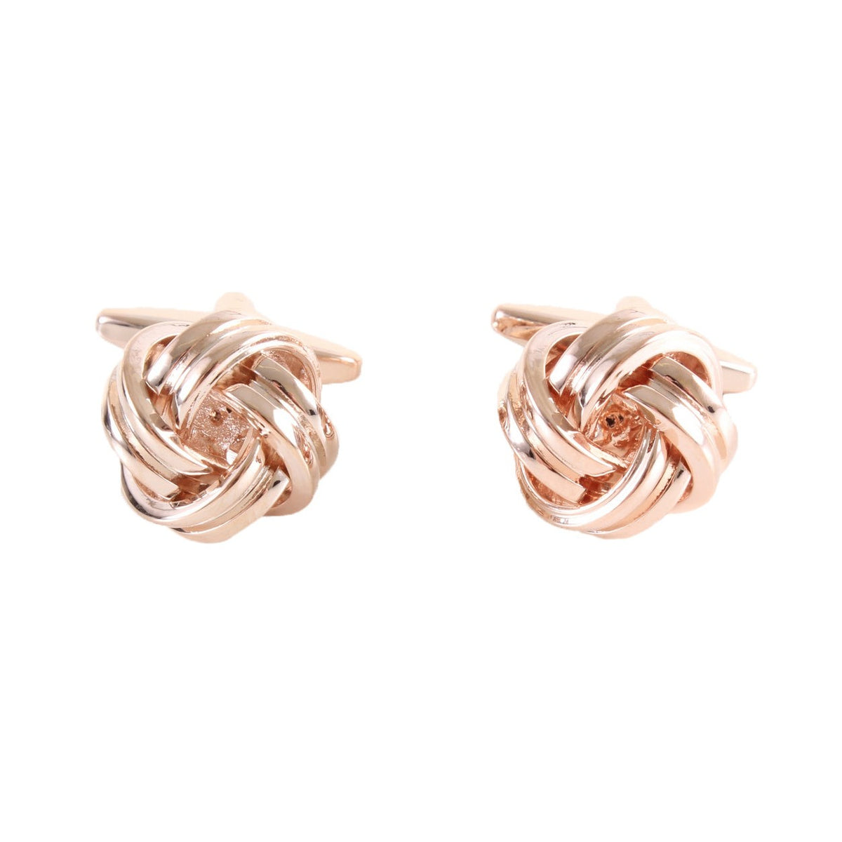 Rose Gold Woven Knot Cufflinks - Leonard Silver - pair with T-bar fittings