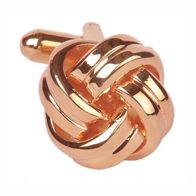 Rose Gold Woven Knot Cufflinks - Leonard Silver - detail of woven knot head