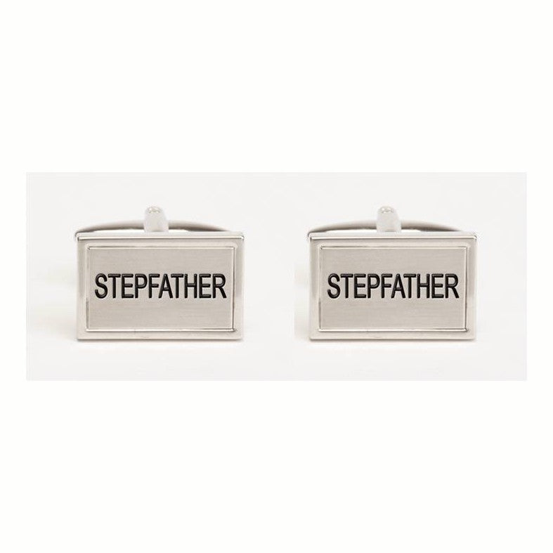 Stepfather Wedding Cufflinks - Leonard Silver - pair, front view