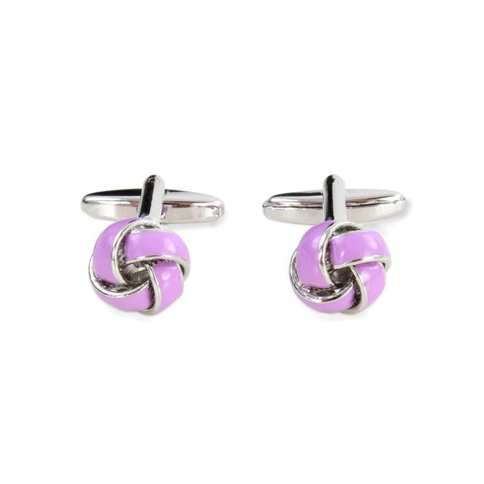 Purple Knot Cufflinks - Leonard Silver - pair shown together