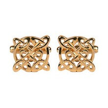 Celtic Knot Round Gold Tone Cufflinks - Leonard Silver - front view of pair
