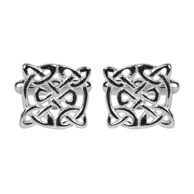Celtic Knot Rhodium Cufflinks - Leonard Silver, front view of pair