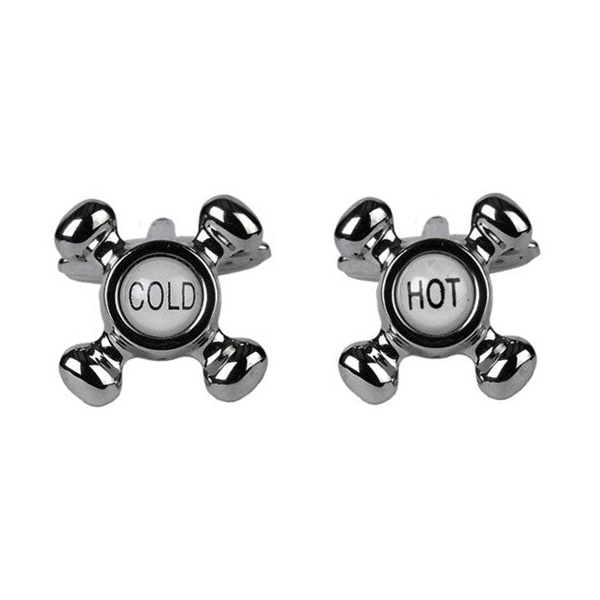 Hot And Cold Tap Cufflinks - Leonard Silver - front view of both cufflinks