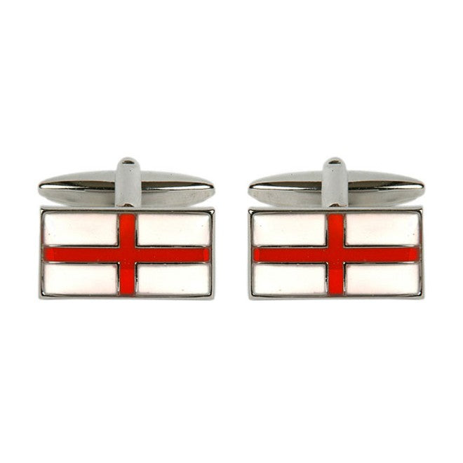 St George's Cross Rhodium Cufflinks - Leonard Silver - pair, front view