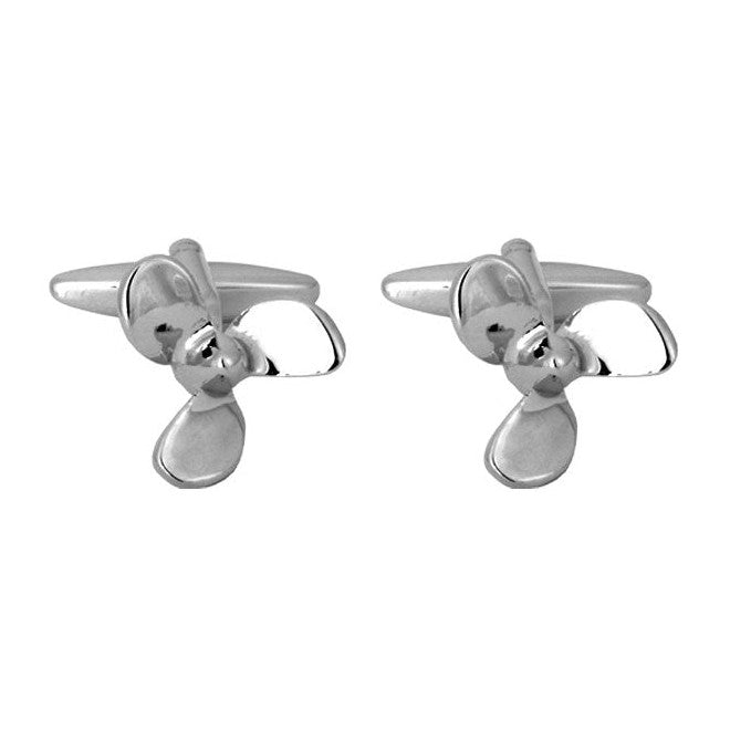 Ship's Propeller Cufflinks - Leonard Silver - pair, front view