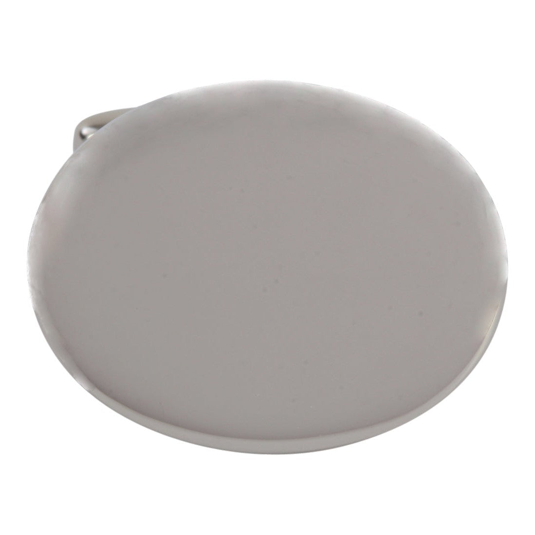 Large Plain Oval Rhodium Plated Cufflinks - Leonard Silver - front view of polished oval face