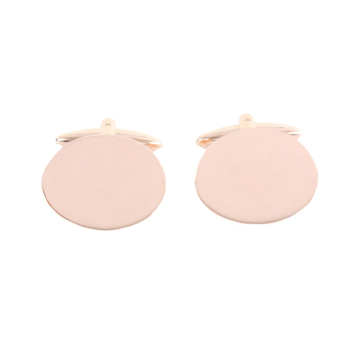 Rose Gold Plated Plain Oval Cufflinks - Leonard Silver - front view of pair