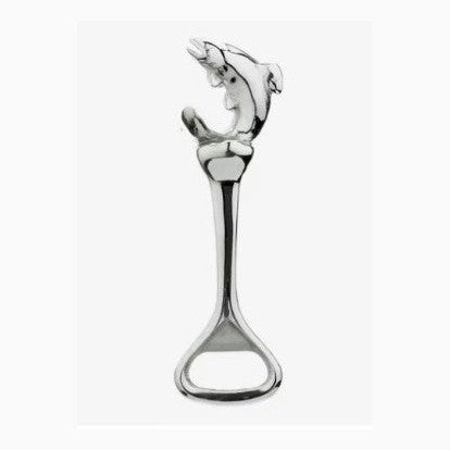 Leaping Fish Beer Bottle Opener - Leonard Silver - front view