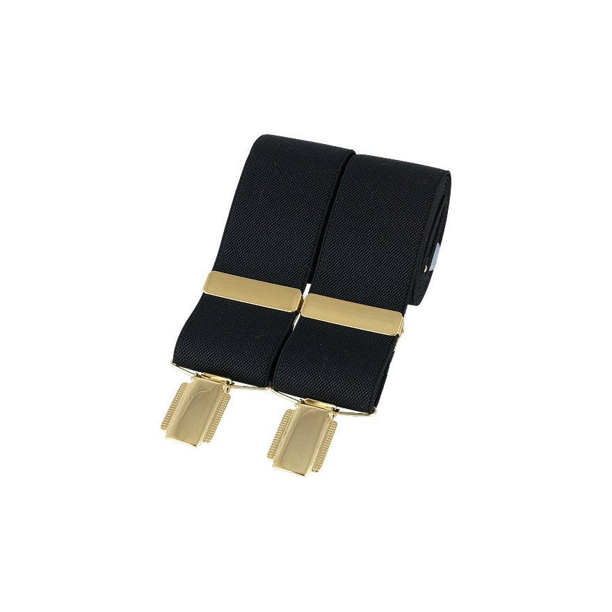 Black 35mm Braces With Gold Clips, British Made - Leonard Silver - folded, showing clips and adjusters