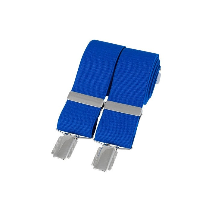 Royal Blue Plain 35mm Braces With Silver Clips - Leonard Silver - full pair