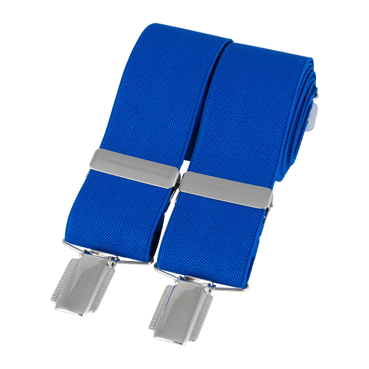 Royal Blue Plain 35mm Braces With Silver Clips - Leonard Silver - clip detail