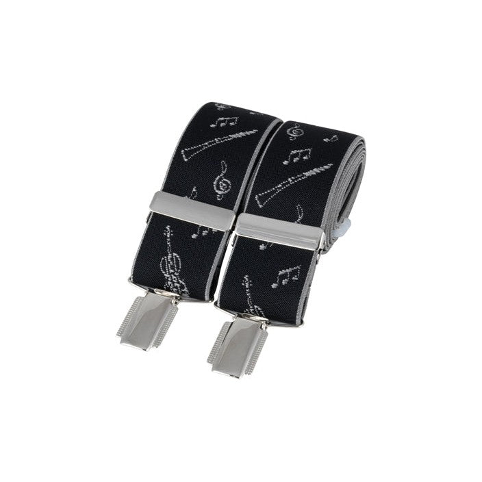 Black Musical Instruments 35mm Silver Clip Braces - Leonard Silver - rolled