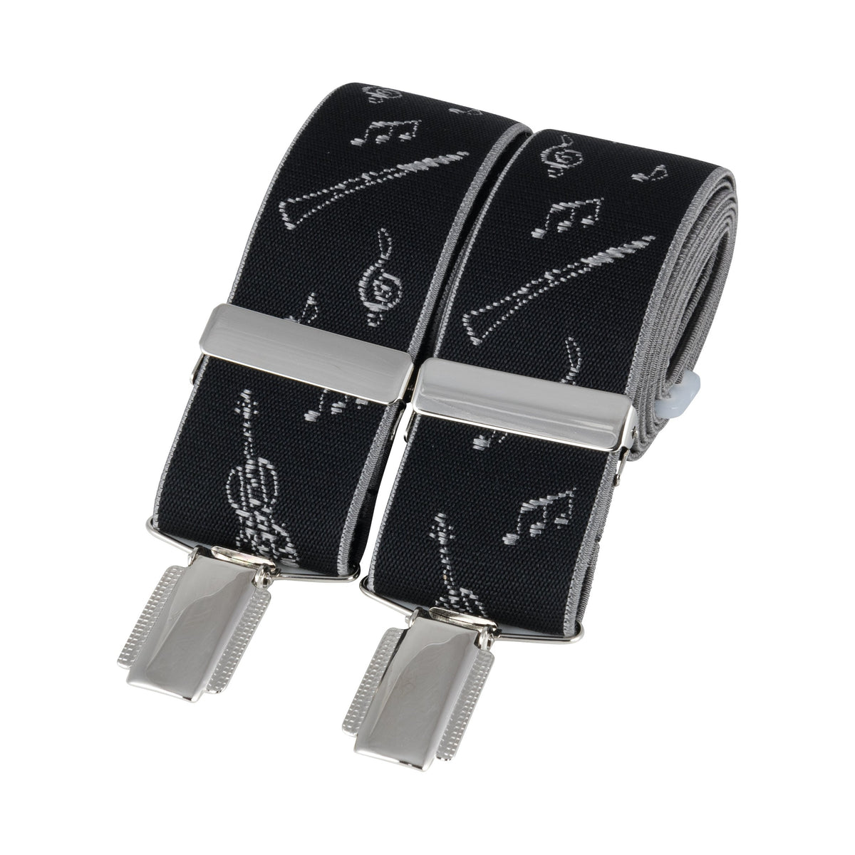 Black Musical Instruments 35mm Silver Clip Braces - Leonard Silver - pattern detail