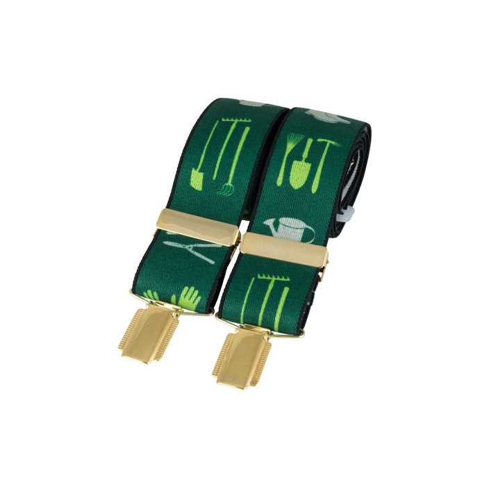 Green Gardening Tools 35mm Gold Clip Braces - Leonard Silver - full view