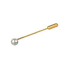 Synthetic Pearl Cravat Pin, Gold Tone - Leonard Silver - full pin with cap