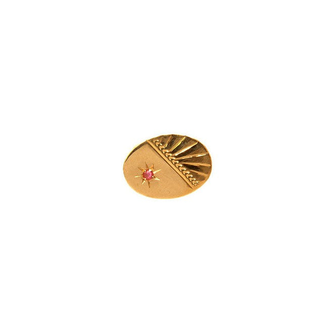 Ruby Set Oval 9ct Gold Tie Tac - Leonard Silver - front