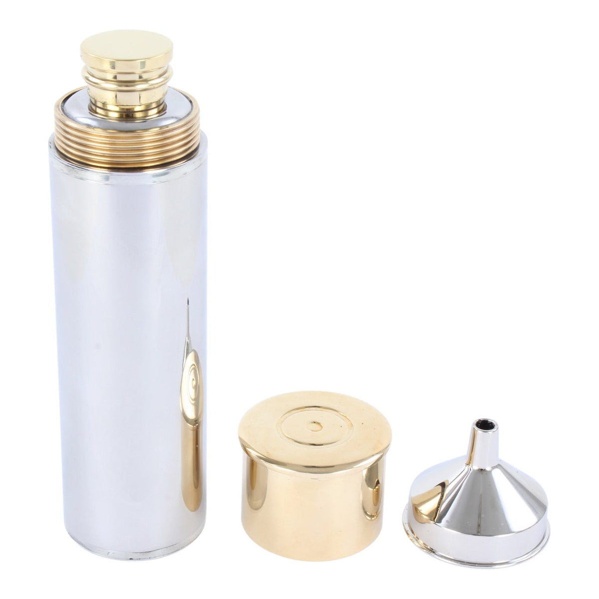 Shotgun Cartridge Hip Flask, 3oz Stainless Steel - Leonard Silver - with pouring funnel