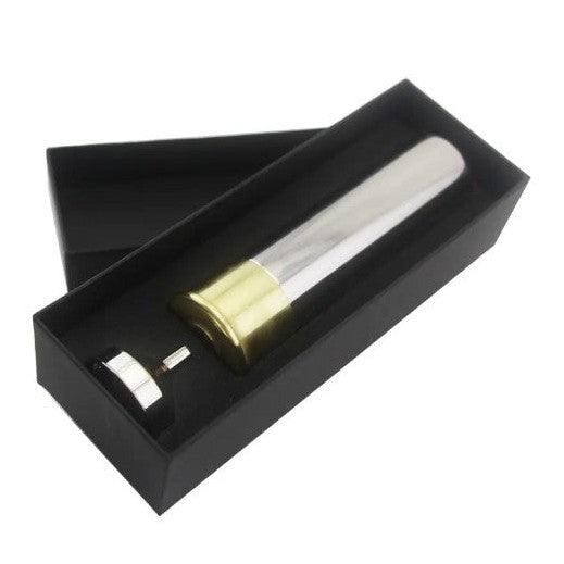 Shotgun Cartridge Hip Flask, 3oz Stainless Steel - Leonard Silver - in gift box