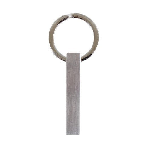 Brushed Stainless Steel Bar Key Ring - Leonard Silver - detail