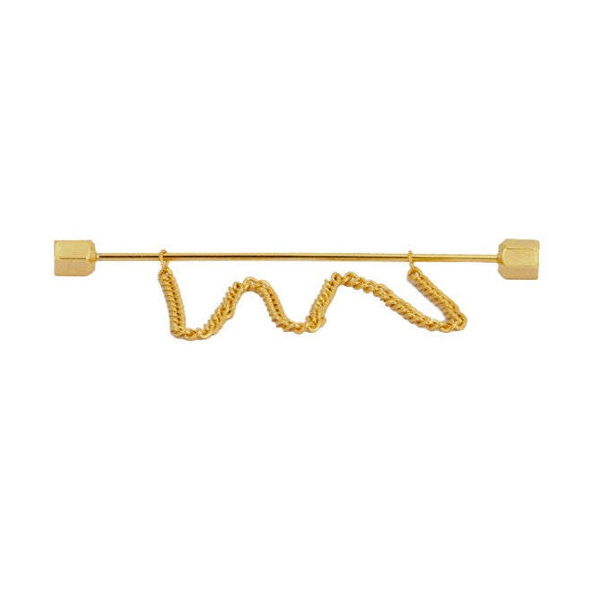 Gold Plated Collar Bar With Chain - Leonard Silver - front view showing bar and drop chain