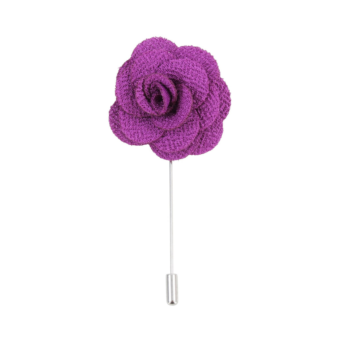 Purple Fabric Rose Lapel Pin - Leonard Silver - flower detail