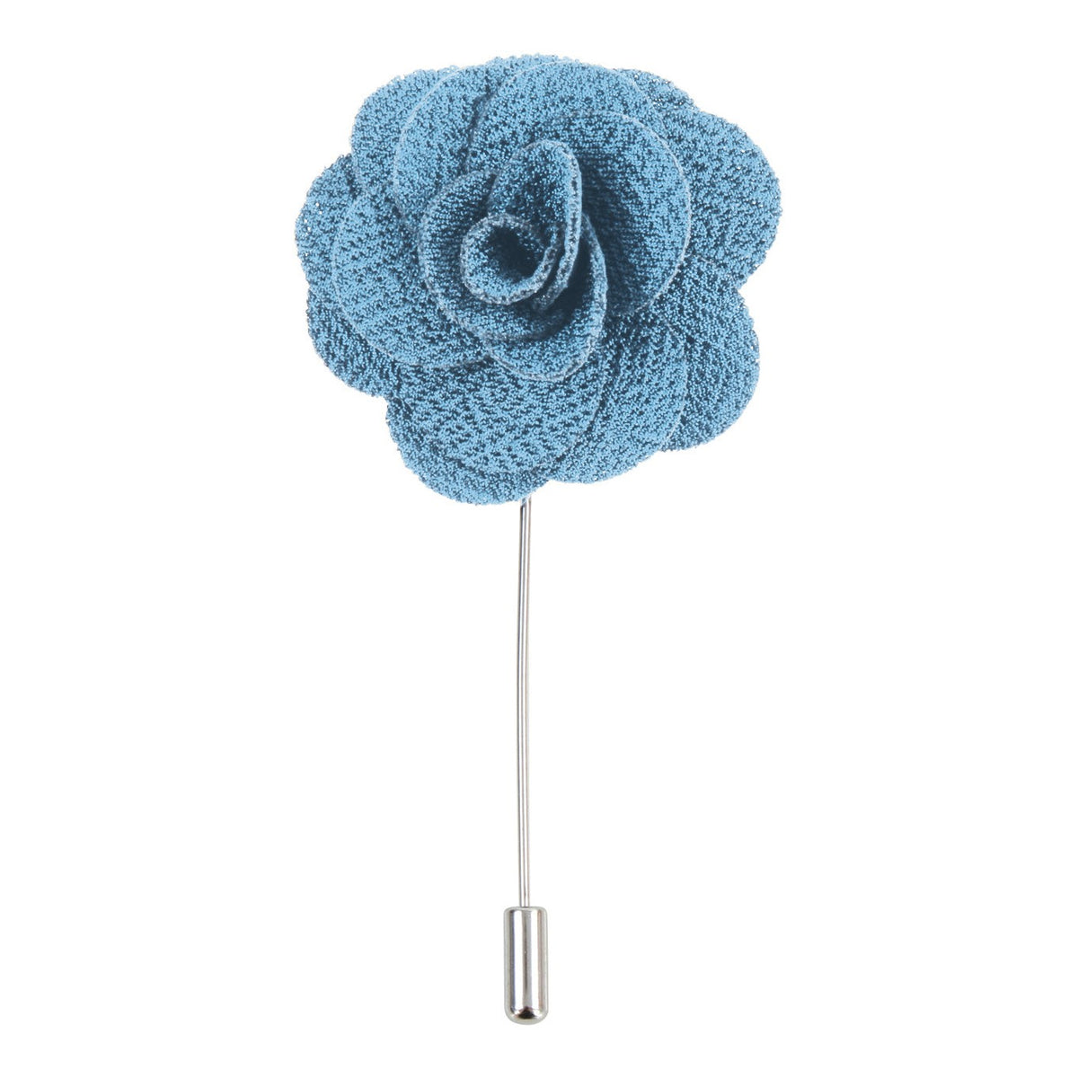 Teal Blue Flower Lapel Pin - Leonard Silver - petal detail