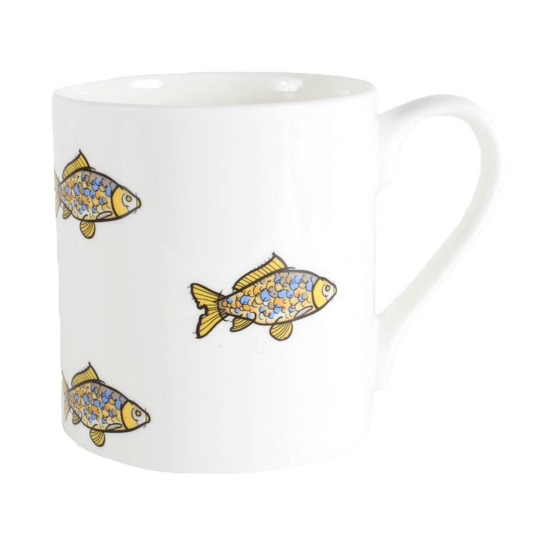 Fish Illustration Fine Bone China Mug - Leonard Silver - fish pattern detail