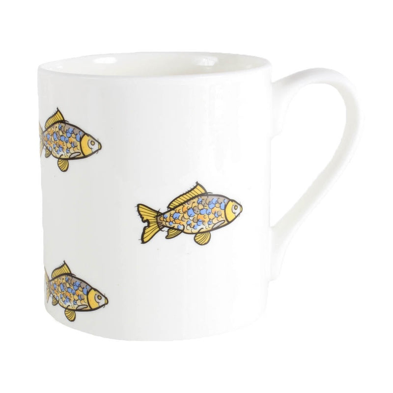 Fish Illustration Fine Bone China Mug - Leonard Silver - fish pattern detail