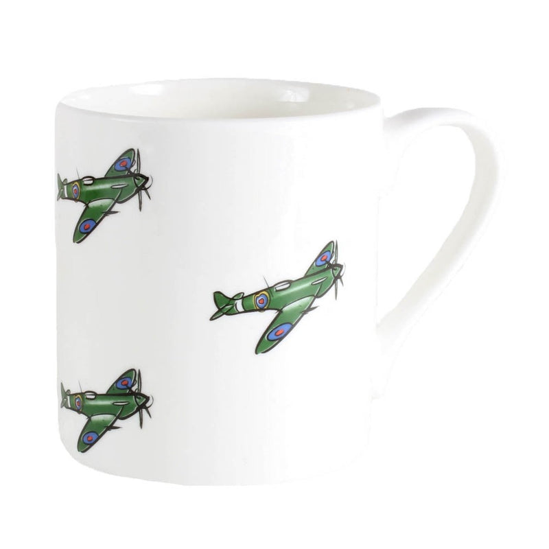 Spitfire Fine Bone China Mug - Leonard Silver - angled view with handle