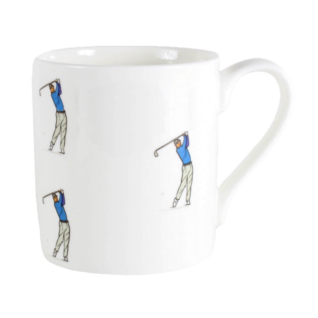 Golfer Fine Bone China Mug - Leonard Silver - repeated golfer illustration detail