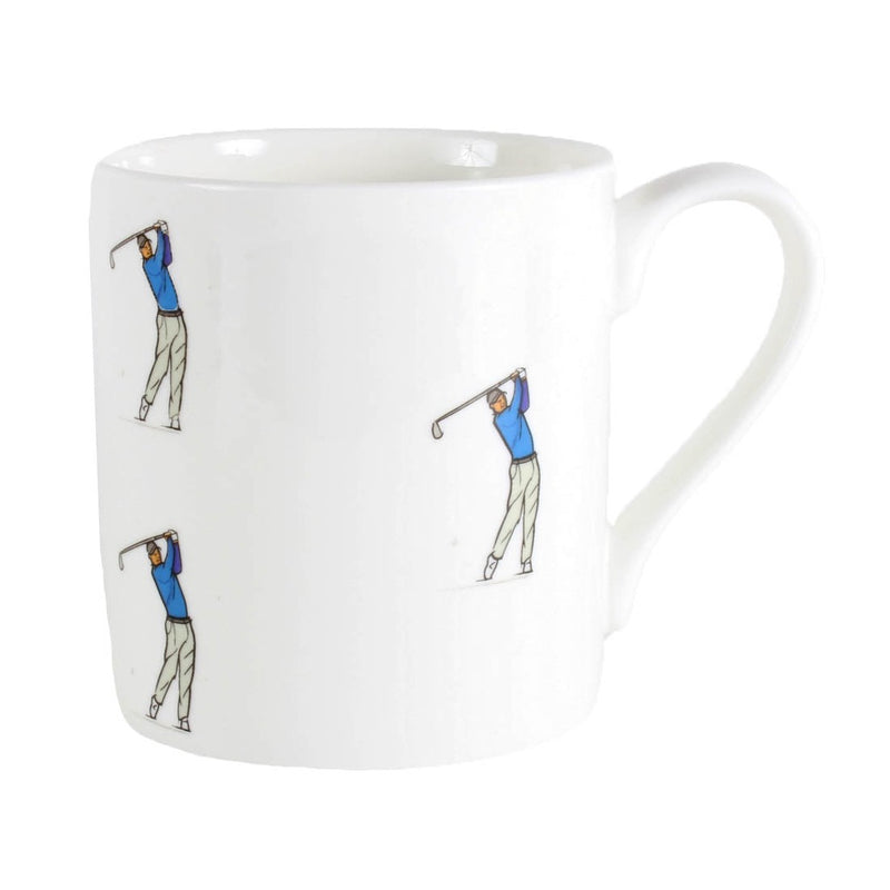 Golfer Fine Bone China Mug - Leonard Silver - repeated golfer illustration detail