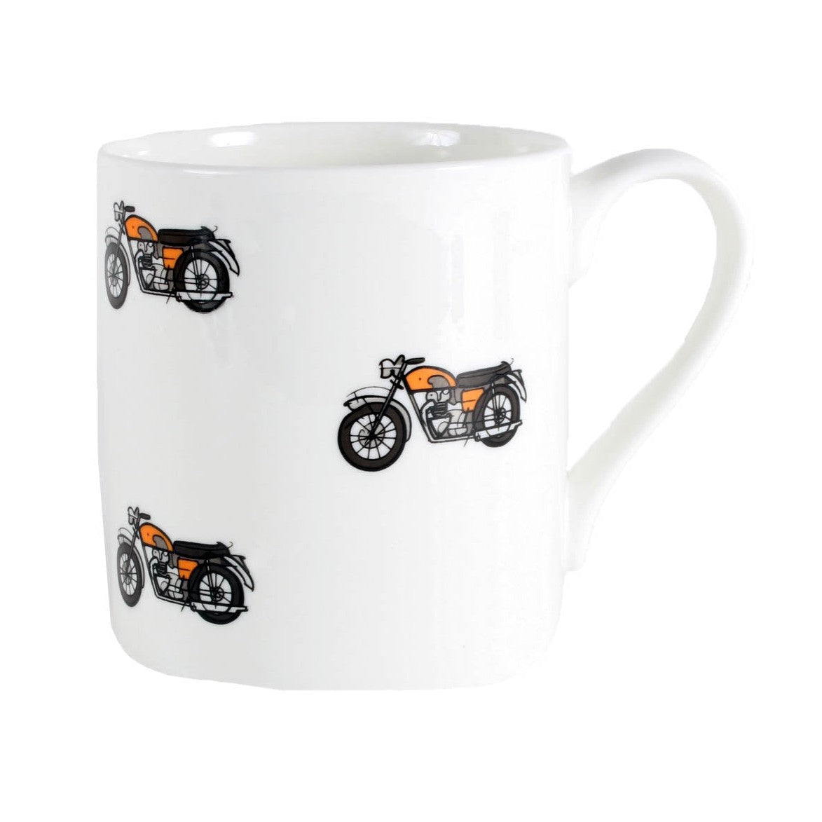 Motorbike Fine Bone China Mug - Leonard Silver - motorbike illustration detail