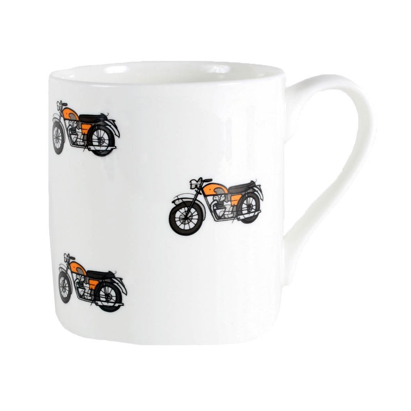 Motorbike Fine Bone China Mug - Leonard Silver - motorbike illustration detail