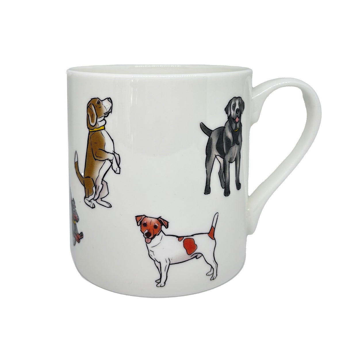 Dogs Illustration Fine Bone China Mug - Leonard Silver - front view