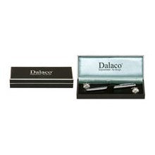 Chrome Ballpoint Pen and Cufflink Gift Set - Leonard Silver - box closed and open