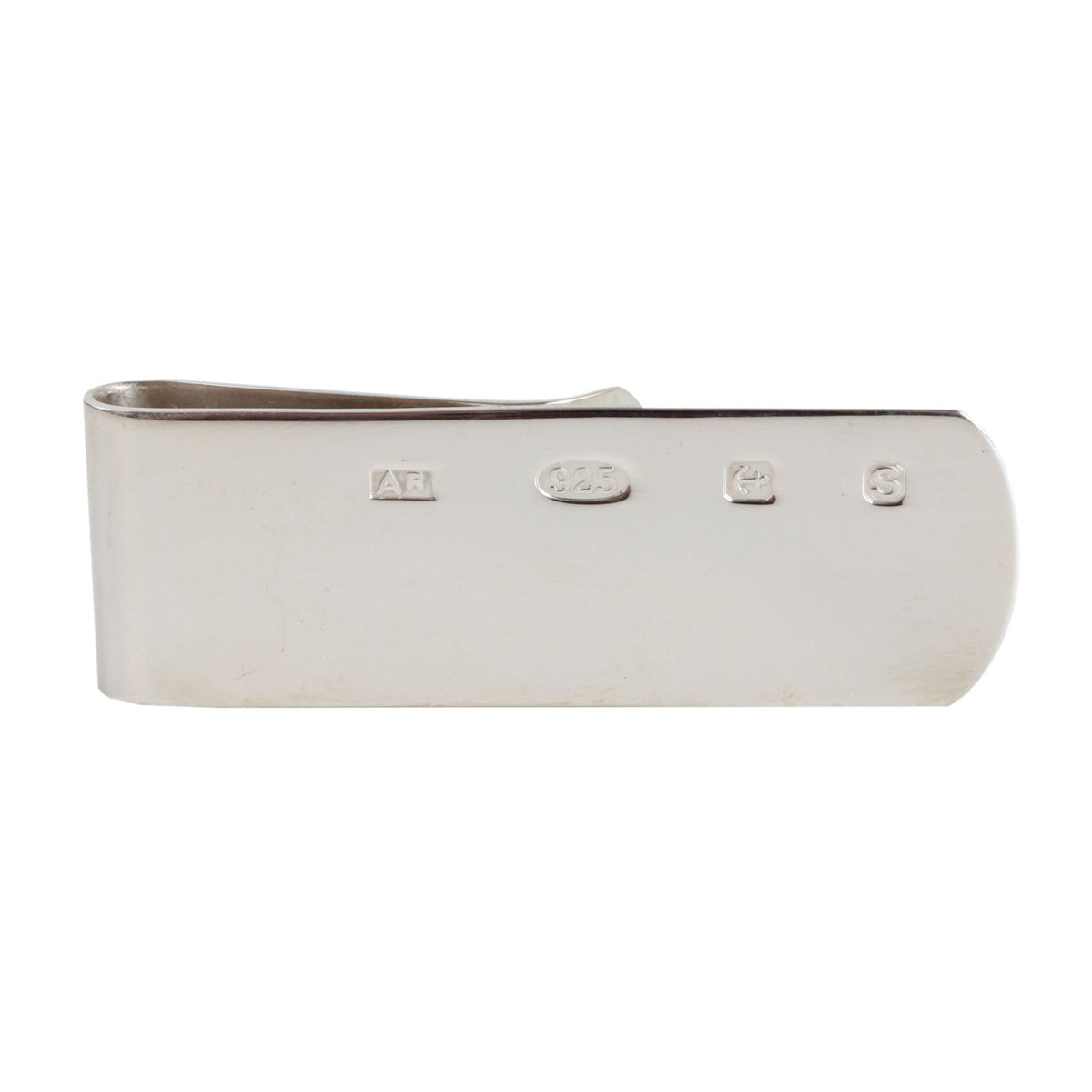Sterling Silver Feature Hallmark Money Clip - Leonard Silver - front showing hallmark