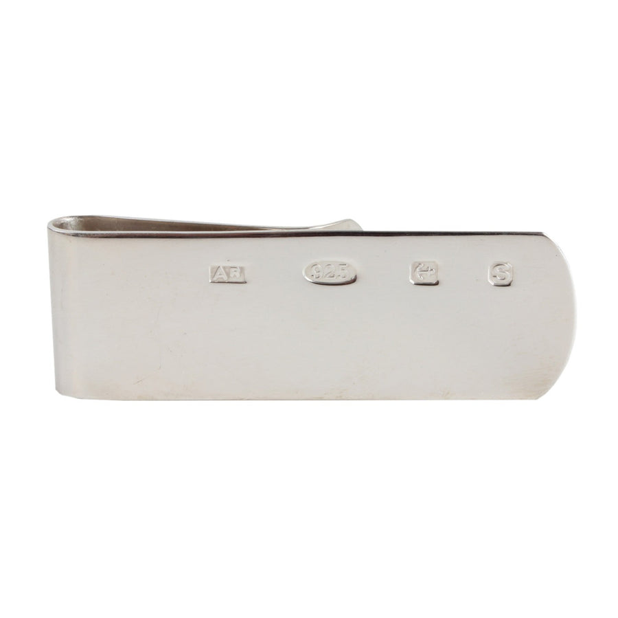 Sterling Silver Feature Hallmark Money Clip - Leonard Silver - front showing hallmark
