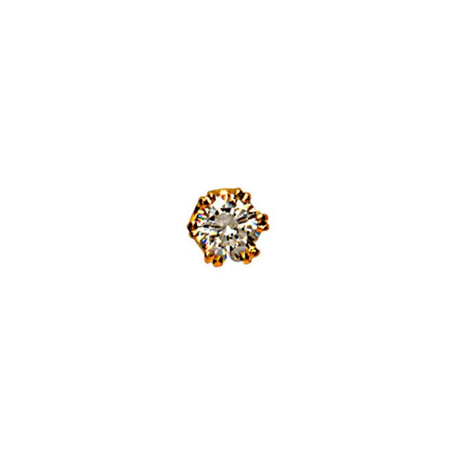 Cubic Zirconia 9ct Gold Tie Tac - Leonard Silver - front view of claw-set stone