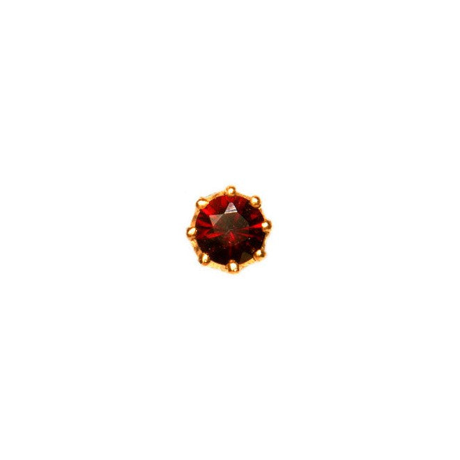 Garnet 9ct Gold Tie Tac - Leonard Silver - front view of claw-set red stone