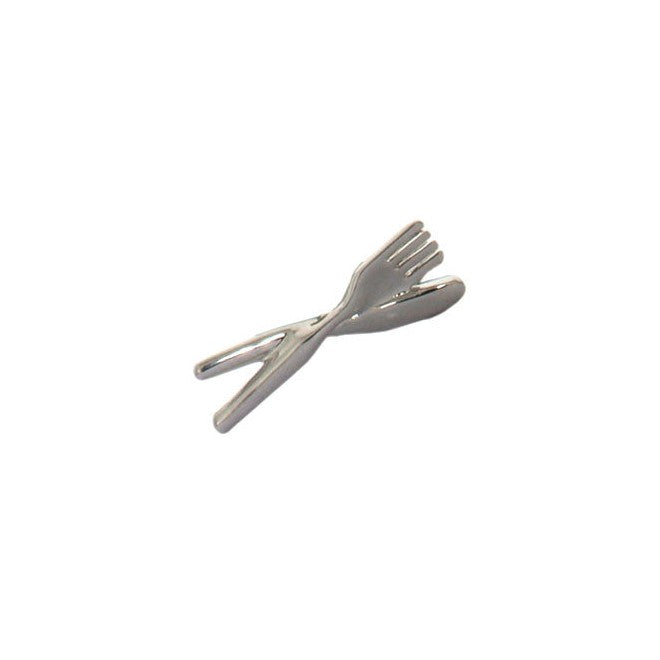 Crossed Knife And Fork Tie Tac - Leonard Silver - front