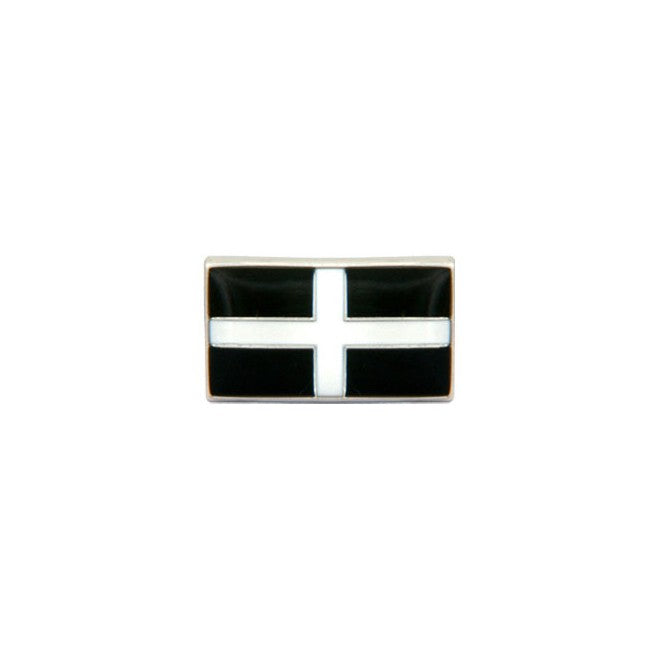 St Piran Flag Cornish Tie Tac - Leonard Silver - front view