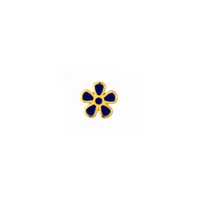 Masonic Forget Me Not Tie Tac - Leonard Silver - front view of blue and gold flower