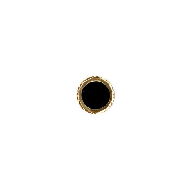 Onyx Round Diamond Cut Edge Gold Plated Tie Tac - Leonard Silver - front